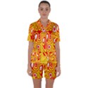 Red-yellow Satin Short Sleeve Pajamas Set View1