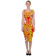 Red-yellow Sleeveless Pencil Dress