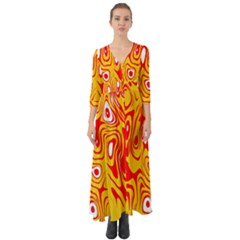 Red-yellow Button Up Boho Maxi Dress by nateshop