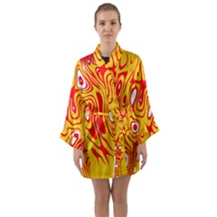 Red-yellow Long Sleeve Satin Kimono by nateshop