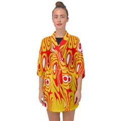 Red-yellow Half Sleeve Chiffon Kimono