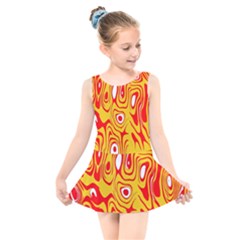 Red-yellow Kids  Skater Dress Swimsuit by nateshop