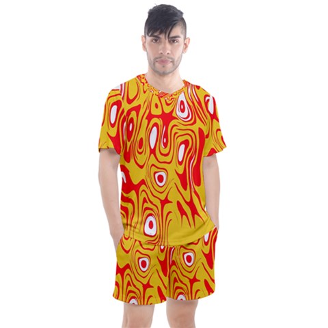 Red-yellow Men s Mesh Tee And Shorts Set by nateshop