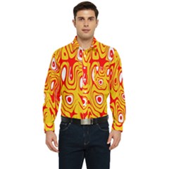 Red-yellow Men s Long Sleeve Pocket Shirt  by nateshop