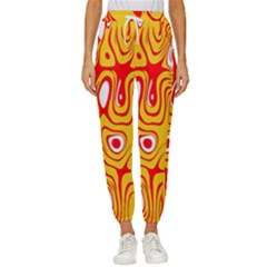 Red-yellow Cropped Drawstring Pants by nateshop