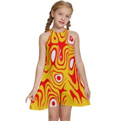 Red-yellow Kids  Halter Collar Waist Tie Chiffon Dress by nateshop