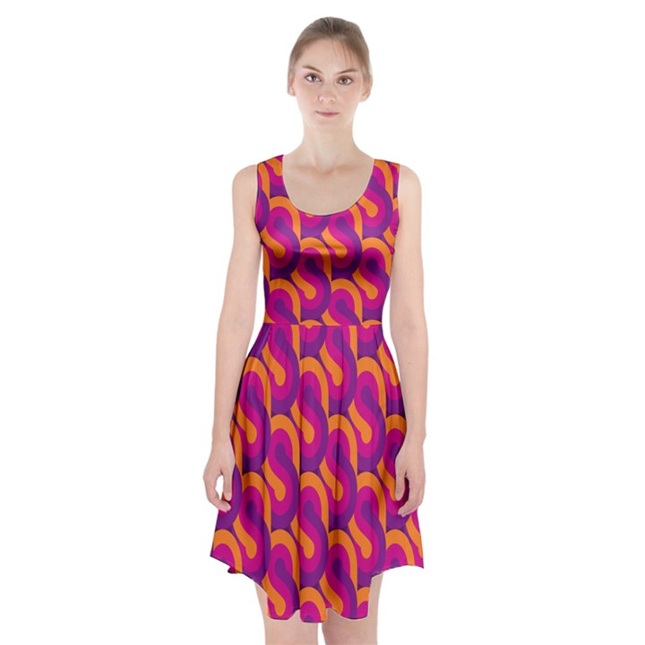 Retro-pattern Racerback Midi Dress