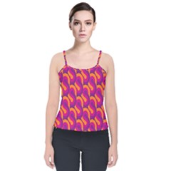 Retro-pattern Velvet Spaghetti Strap Top by nateshop