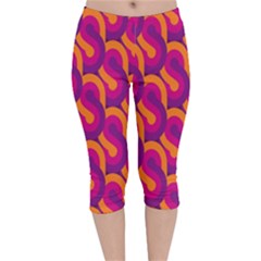 Retro-pattern Velvet Capri Leggings  by nateshop