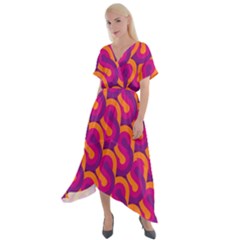 Retro-pattern Cross Front Sharkbite Hem Maxi Dress by nateshop