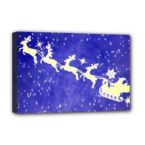 Santa-claus-with-reindeer Deluxe Canvas 18  X 12  (stretched) by nateshop