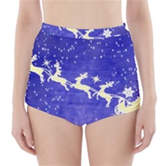 Santa-claus-with-reindeer High-waisted Bikini Bottoms by nateshop