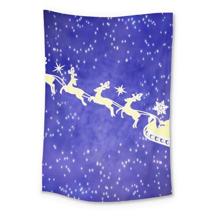 Santa-claus-with-reindeer Large Tapestry