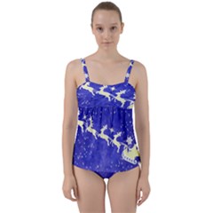 Santa-claus-with-reindeer Twist Front Tankini Set by nateshop