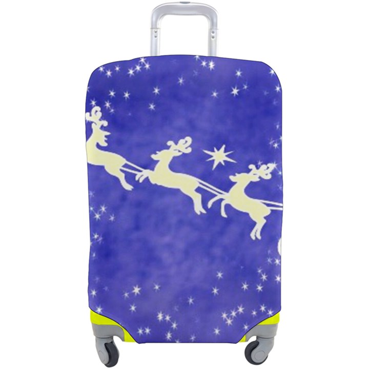 Santa-claus-with-reindeer Luggage Cover (Large)