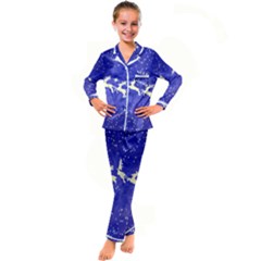 Santa-claus-with-reindeer Kid s Satin Long Sleeve Pajamas Set by nateshop