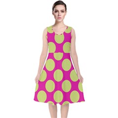 Seamless, Polkadot V-neck Midi Sleeveless Dress  by nateshop