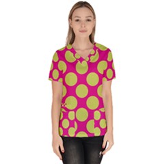 Seamless, Polkadot Women s V-neck Scrub Top by nateshop