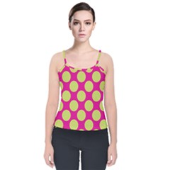 Seamless, Polkadot Velvet Spaghetti Strap Top by nateshop