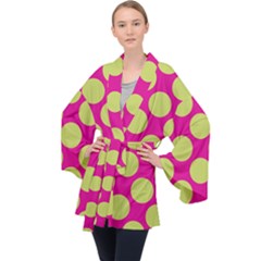 Seamless, Polkadot Long Sleeve Velvet Kimono  by nateshop