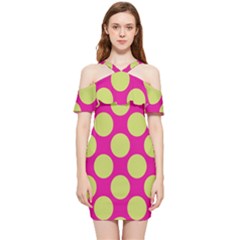 Seamless, Polkadot Shoulder Frill Bodycon Summer Dress by nateshop