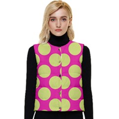 Seamless, Polkadot Women s Short Button Up Puffer Vest by nateshop