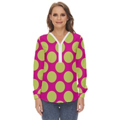 Seamless, Polkadot Zip Up Long Sleeve Blouse