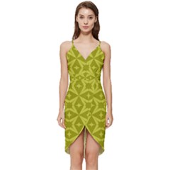 Seamless-pattern Wrap Frill Dress