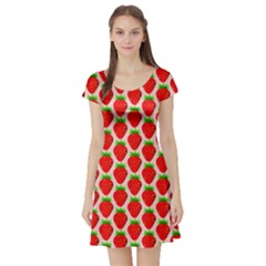 Strawberries Short Sleeve Skater Dress by nateshop