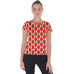 Strawberries Short Sleeve Sports Top  by nateshop