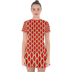 Strawberries Drop Hem Mini Chiffon Dress by nateshop