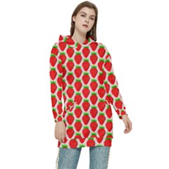 Strawberries Women s Long Oversized Pullover Hoodie by nateshop