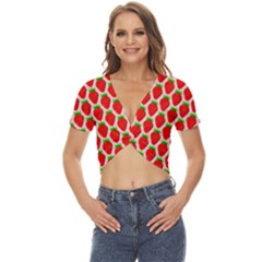 Strawberries Twist Front Crop Top by nateshop