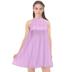 Stripes Halter Neckline Chiffon Dress  by nateshop