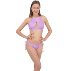 Stripes Cross Front Halter Bikini Set by nateshop