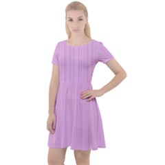 Stripes Cap Sleeve Velour Dress  by nateshop