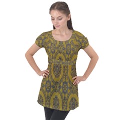 Tapestry Puff Sleeve Tunic Top by nateshop