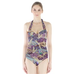 Textile Fabric Pattern Halter Swimsuit by nateshop