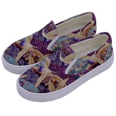 Textile Fabric Pattern Kids  Canvas Slip Ons by nateshop