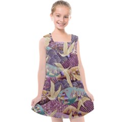 Textile Fabric Pattern Kids  Cross Back Dress by nateshop