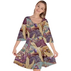 Textile Fabric Pattern Velour Kimono Dress by nateshop