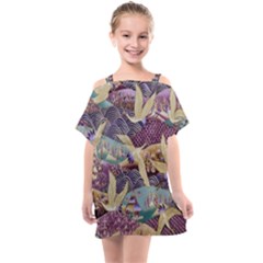 Textile Fabric Pattern Kids  One Piece Chiffon Dress by nateshop