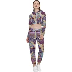 Textile Fabric Pattern Cropped Zip Up Lounge Set by nateshop