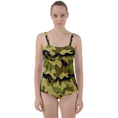 Texture 2 Twist Front Tankini Set by nateshop