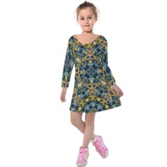 Tile (2) Kids  Long Sleeve Velvet Dress by nateshop