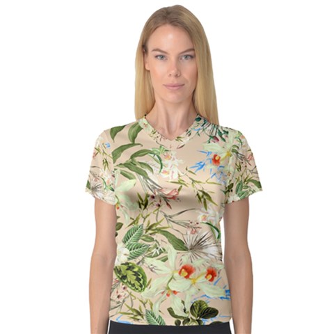 Tropical Fabric Textile V-neck Sport Mesh Tee by nateshop