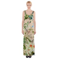 Tropical Fabric Textile Thigh Split Maxi Dress by nateshop