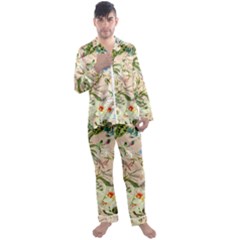 Tropical Fabric Textile Men s Long Sleeve Satin Pajamas Set by nateshop