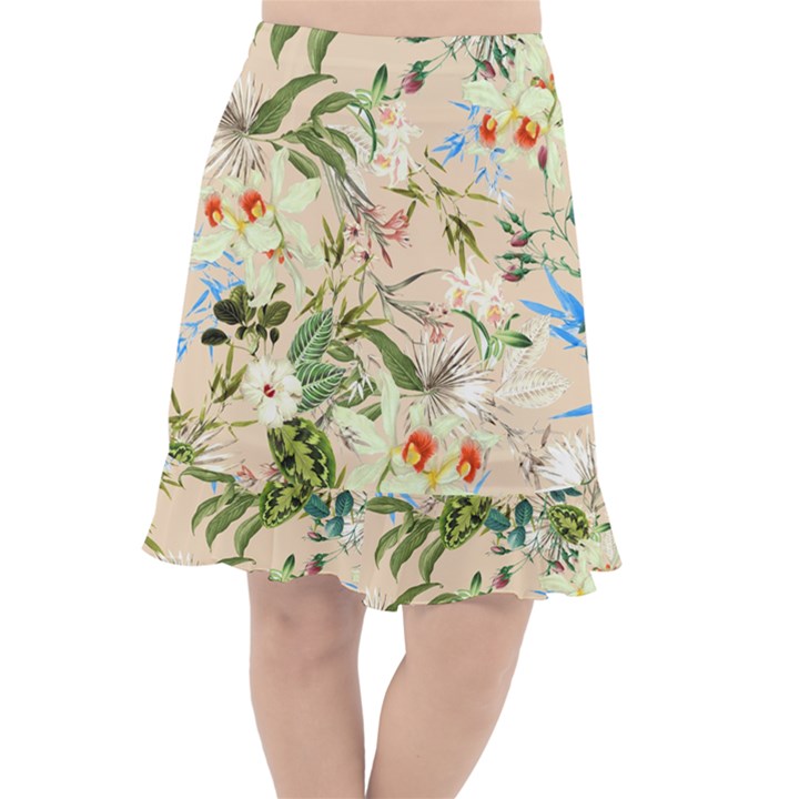 Tropical Fabric Textile Fishtail Chiffon Skirt