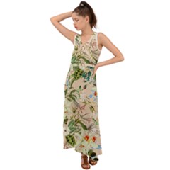 Tropical Fabric Textile V-neck Chiffon Maxi Dress by nateshop